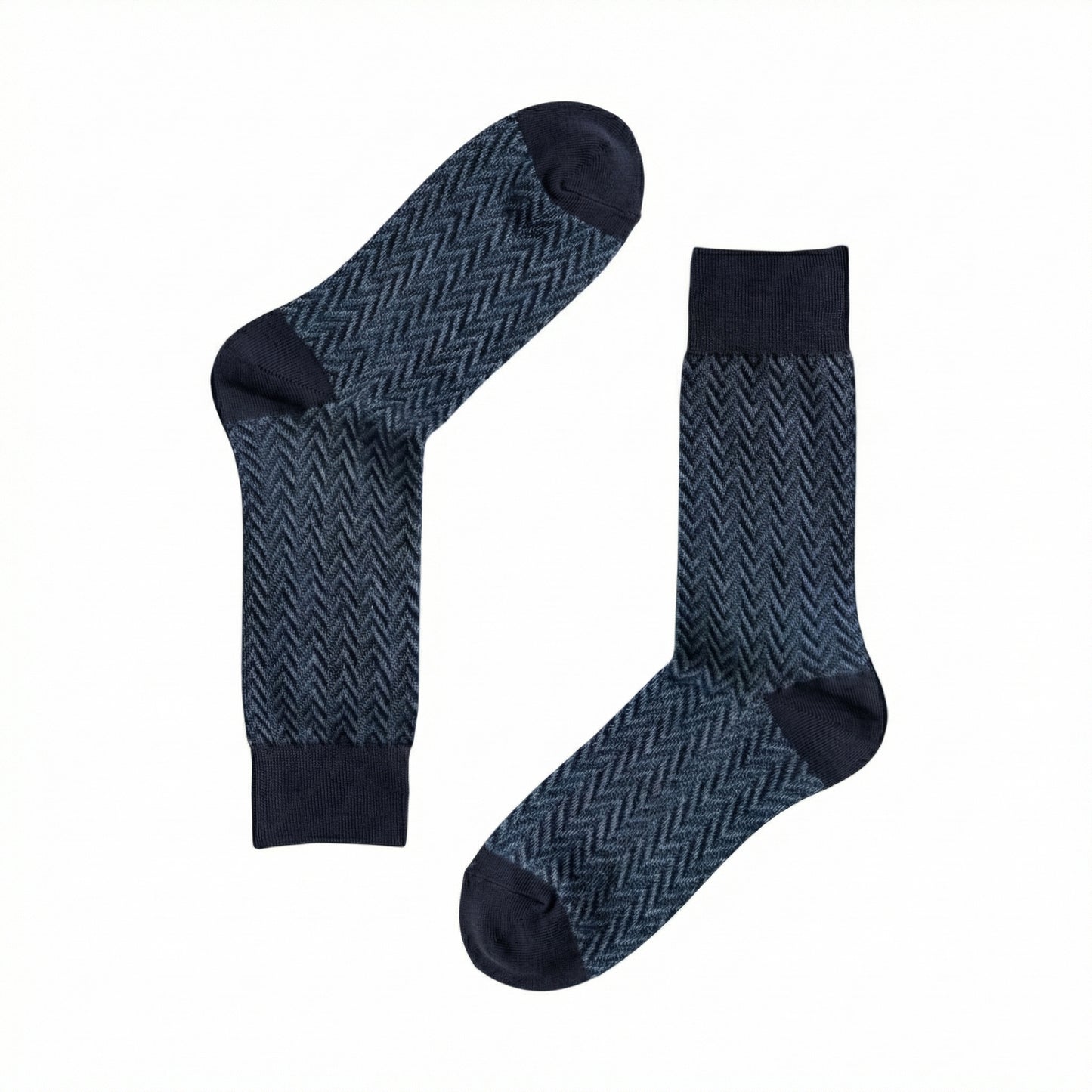Navy Mercerised Herringbone Business Socks