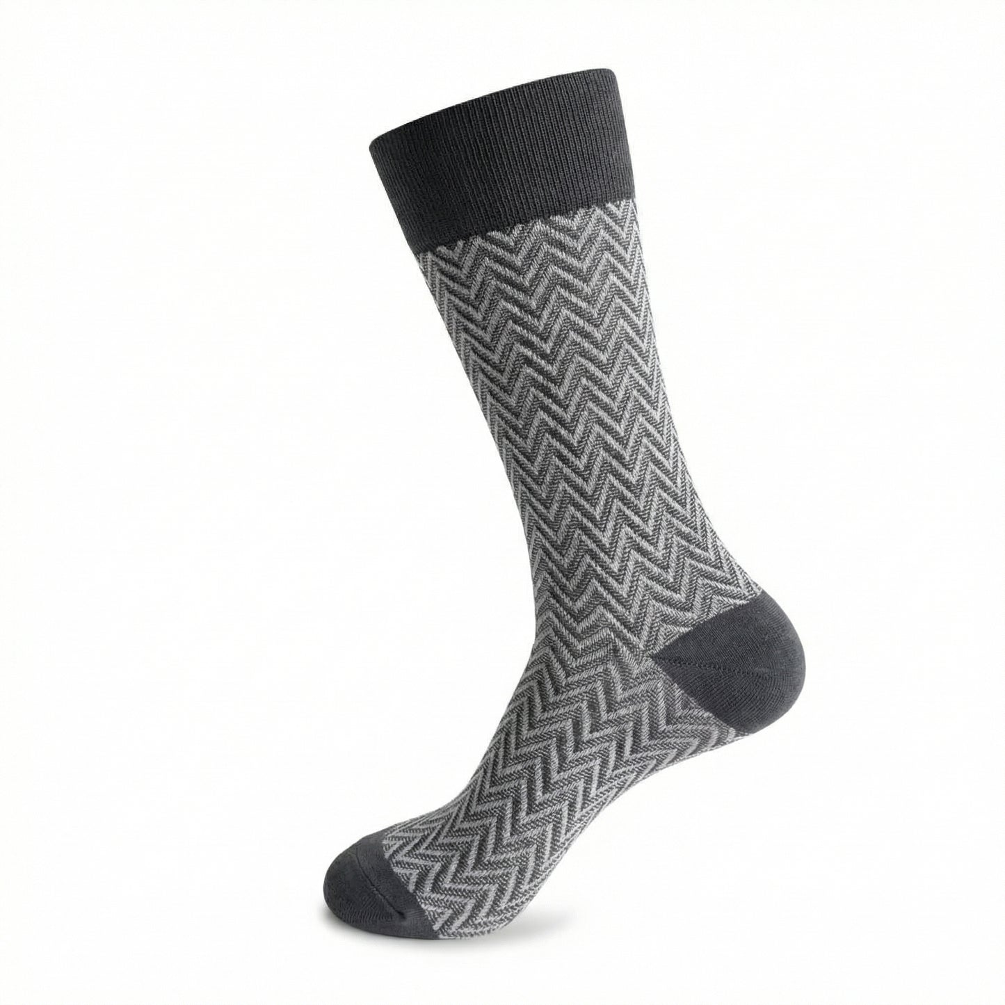 Grey Mercerised Herringbone Business Socks