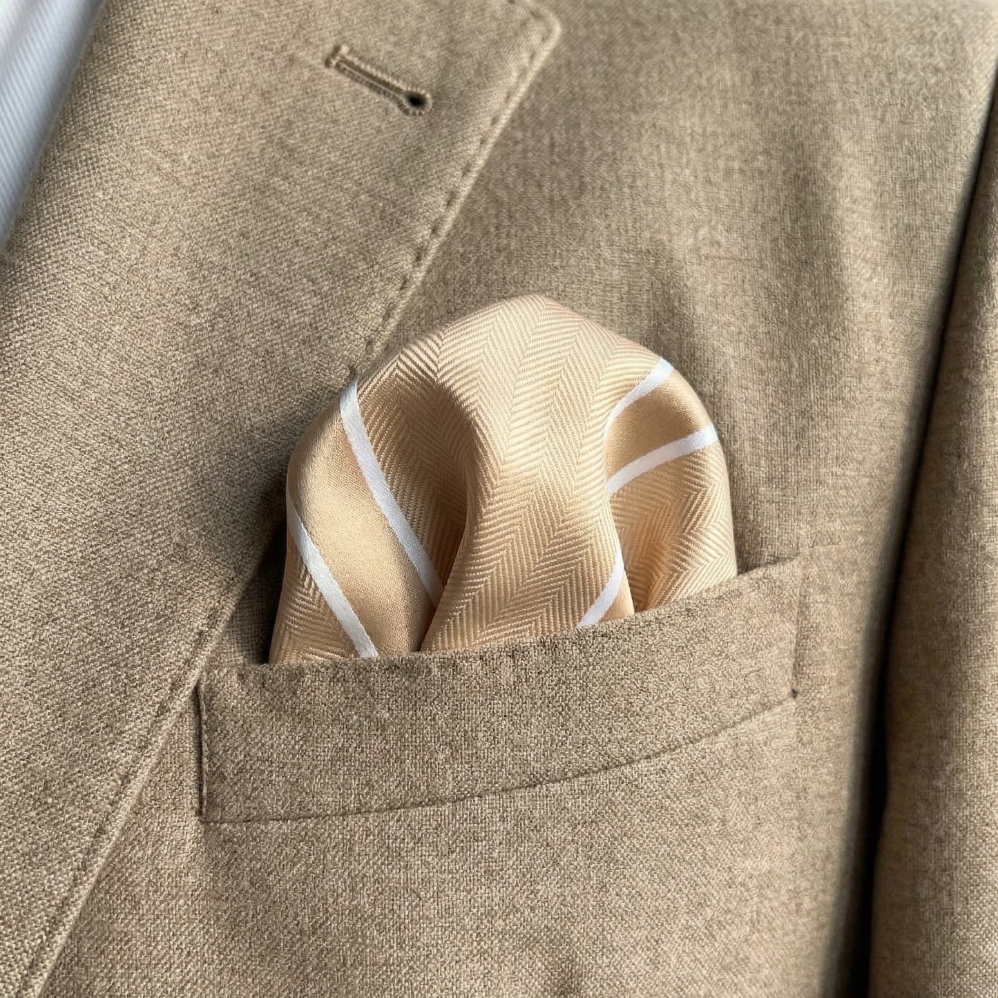 Pink Champagne Stripe Pocket Square - Charleston Edit