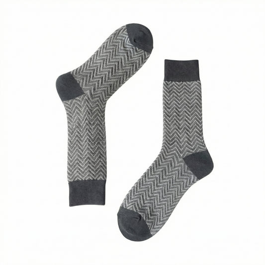 Grey Mercerised Herringbone Business Socks